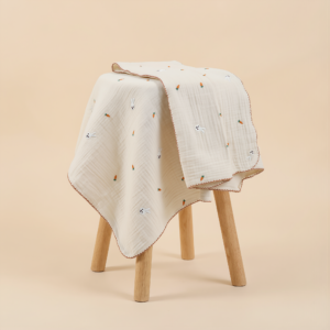 6 Layer Gauze Blanket - White Rabbits
