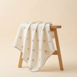 3 Layer Gauze Blanket - Brown Ribbon