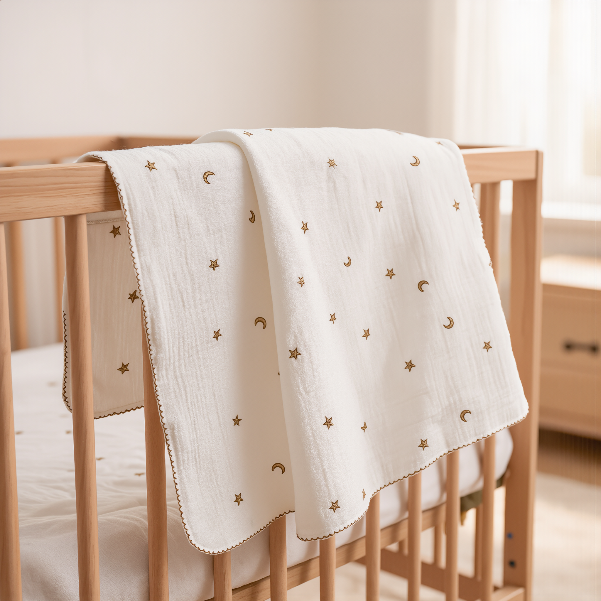3 Layer Gauze Blanket - Moon & Stars - Image 2